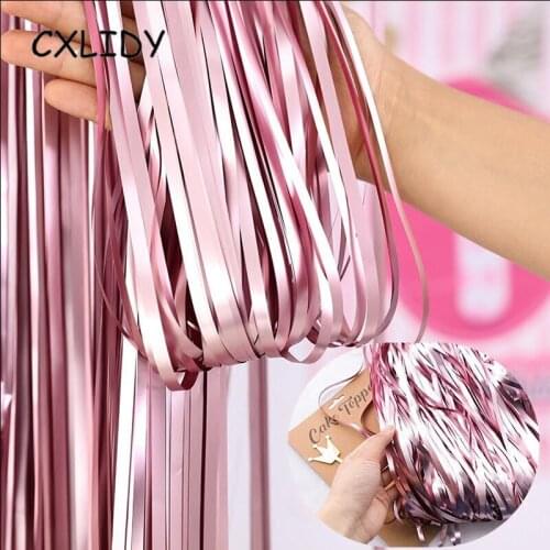 2M Gold Silver Pink Blue Matte Metal Color Fringed Rain Curtain Wall Birthday Party Decoration Wedding Supplies SAD17