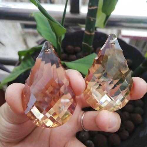 Camal 2pcs 50mm Champagne Suncatcher Crystal Gourd Faceted Chandelier Pendant Prism Hanging Ornament Fengshui Xms Lamp Part