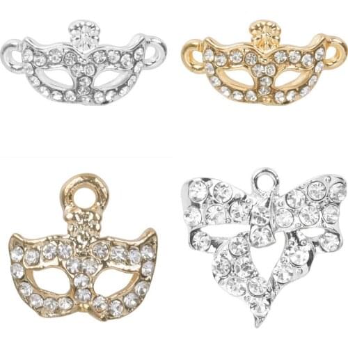 20*28mm Silver Gold Color Zircon Crystal Butterfly Charms Pendant Fit DIY Bracelet Necklace Women Jewelry