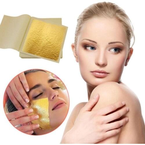 24K Pure Genuine Edible Gold Leaf Foil Sheet Decor Foil Golden Cover Gold Leaf Foil Gilding Handicrafts Craft Mask Paper
