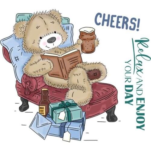 3x4 inch Cheers !Bear Clear Stamps For DIY Scrapbooking HandCraft Paper Cards Transparent Stempels Silicone Seal New