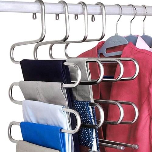 5 in 1 Rack Hanger Pant Rack Shelves Adjustable Pants Tie Storage Shelf Wardrobe Magic Hanger Organizer Storage Clothes Holder