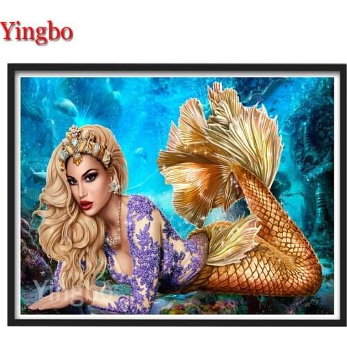5d Diy Diamond Painting Pretty Sexy Mermaid Picture Diamond Embroidery Full Square/Round Diamond Mosaic Fantasy Cartoon