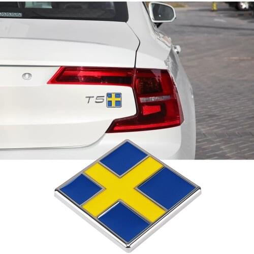 Car Side Rear Trunk Sweden Flag Emblem Logo Sticker For VOLVO XC90 XC60 S40 S60 V40 V60 V70 S80 S90 C30 T5 T6 AWD Accessories