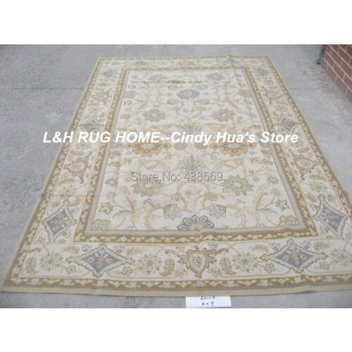 Free Shipping 6'X9' rugs French Aubusson style 100% hand knotted New Zealand woolen rugs Beige classical designs