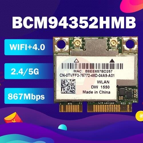 Wireless Card BCM94352HMB DW1550 BCM94352 802.11 / ac 867Mbps wifi semi-mini PCI-E wireless card with Bluetooth