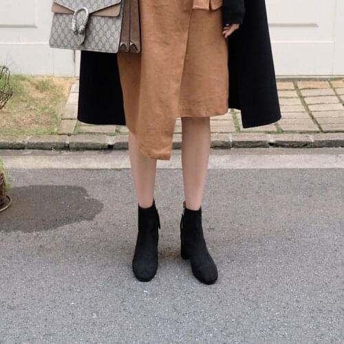 Fashion Stovepipe Boots All-match Black Single Boots 2020 Winter New Round Head Thick Heel High Heels Size 33-42