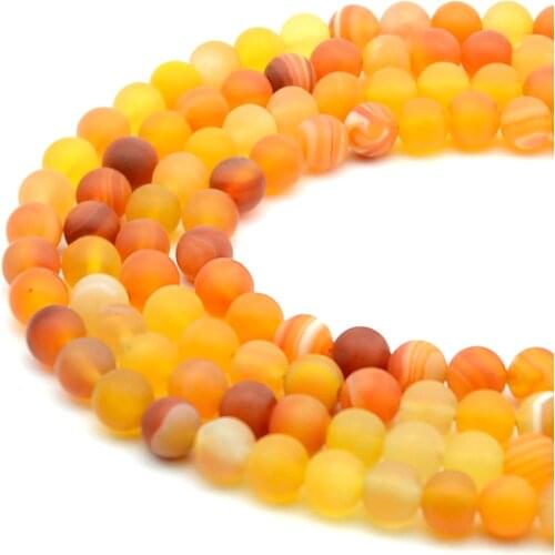 4/6/8/10/12mm Natural Stone Beads Dull Polished Orange Stripe Agates Loose Spacer Beads For Jewelry Making Diy Necklace Bracelet