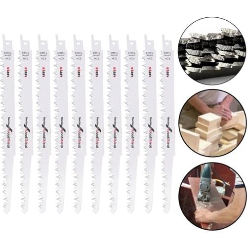 10pcs S1531L Fast Cut Reciprocating Saw Blades Wood Universal Fit R1021L Wood Assorted Blades Woodworking Power Tool Saw Blade