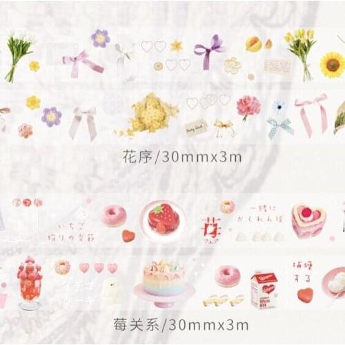3cm*3 Meters PVC Strawberry Cakes Bow Flowers Decorative Tape Stickers
