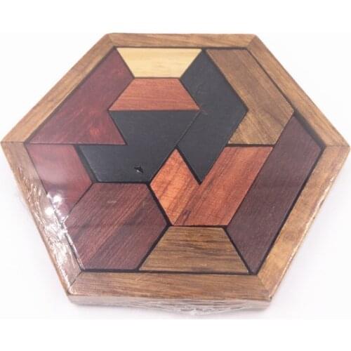 Colourful Hexagonal Wooden Geometric Shape Jigsaw Puzzles Board Montessori toys Educational Intelligence Toys