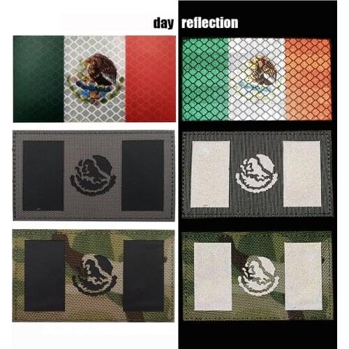 Mexico Flag Reflective IR Patch Mexican National Tactical Army Military Infrared Reflective Emblem Appliques DIY Clothes Adorn
