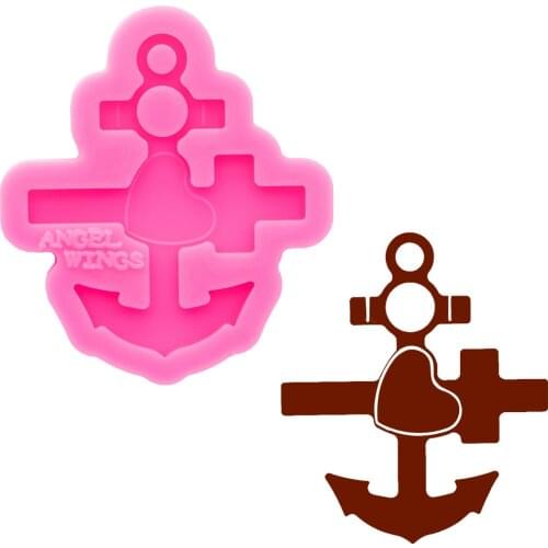Shiny Resin Aanchor Mould Silicone Keychains Molds DIY for Key Chain Pendant Jewelry Epoxy Mould DY0680