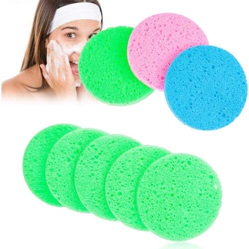 5PCS Portable Soft Cleansing Sponge Facial Cleaner Compress Puff Exfoliator In-depth Skin Care Cleanup Accessory Makeup Tools