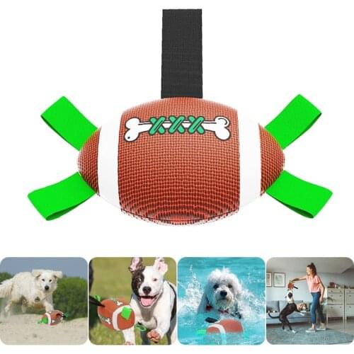 Dog Toys Pet Football Toys with Grab Tabs Pet Chew Interactive Fetch Rugby Toy Dog Ball for Small Medium Dogs Outdoor Pet Toys