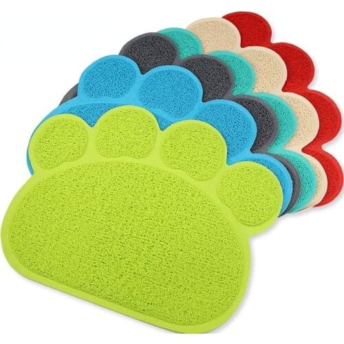Pet Cat Litter Mat Paw Print Feeding Bowl Placemat Cat Bed Pads Non-slip Waterproof Litter Trapper Mats Cat Accessories cat rug