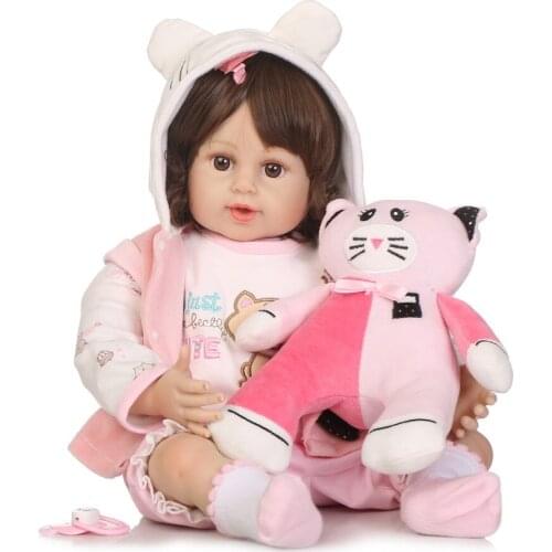 NPKCOLLECTION Reborn Baby Doll Cloth Body Silicone Vinyl Adorable Lifelike Toddler Baby Bonecas Girl Kid Bebes Reborn