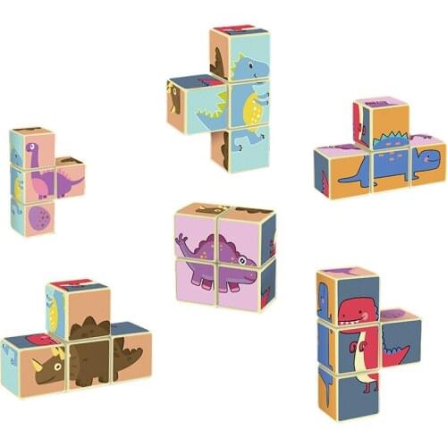 4PCS Big Size Magnetic Blocks Cube Toys DIY Lion Dinosaur Crab Animal Creative Puzzle Early Education Puzzle Toys For Children