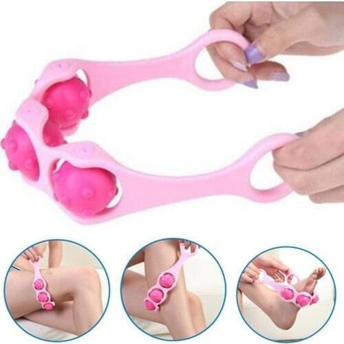 Leg foot neck roller massager 3 ball roller health care slimming leg calf foot neck massager spa women female massage belt