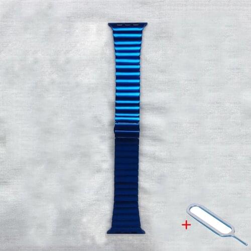Sea Blue Wrist Bracelet for Apple Watch SE 5 Band Series 6 5 4 3 40mm 44mm Stainless Steel Business Strap for iWatch 6 38mm 42mm