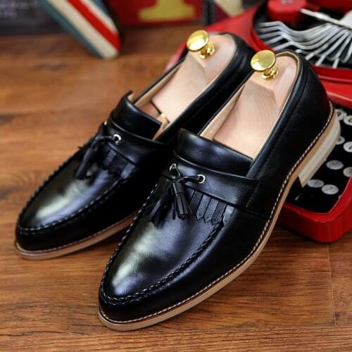 Men Business Slip-On Leather Shoes Formal Pointed Toe Male Flat Party Loafers Casual Male Classic oxford Shoes