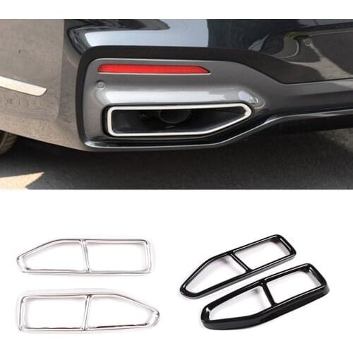 Stainless Steel Car Rear Exhaust Muffler Tail Pipe Cover Sticker Accessiores Fit For BMW 7 Series G11 G12 2019-2020 Car Styling