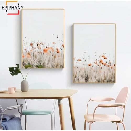 Poppies Print Botanical Wall Art Pictures Canvas Paintings Noridc Nature Landscape Modern Minimalist Poster Living Room Decor