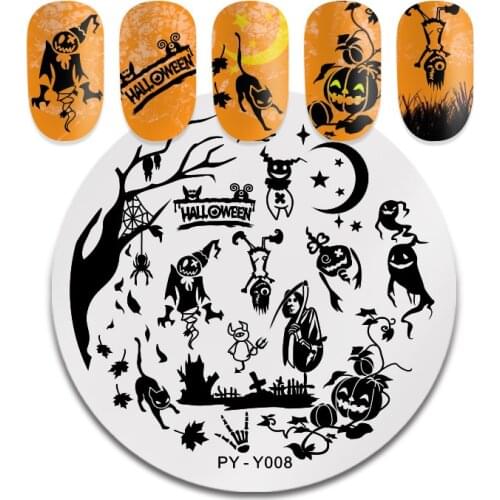 PICT YOU Halloween Plants Nail Stamping Plates Flower Leaves Animal Brird Patterns Nail Art Image Stamp Templates Stencil Tools