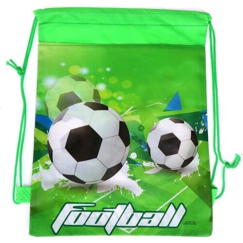 1PCS Fashion Green Football Drawstring Bags School Backpacks Kids Boy Favors Non-Woven Fabric Backpack