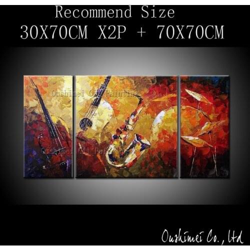 Handmade Modern Musical Instruments Palette Knife Oil Painting on Canvas Hand Painted Abstract Wall Art Decor Acrylic Pictures