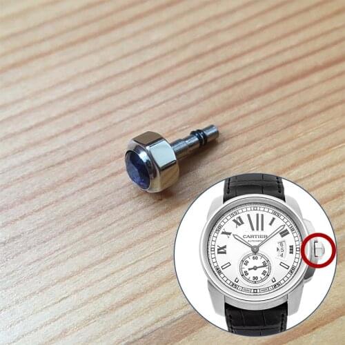 Steel double waterproof Sapphire Crystal watch crown for Calibre de Cartier 42mm automatic original genuine watch