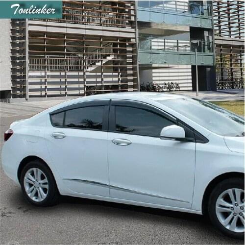 Tonlinker 4 PCS DIY Car Styling Green Plastic Special Rain Shield Cover Case Stickers for Chevrolet Cruze 2009-15 Accessories