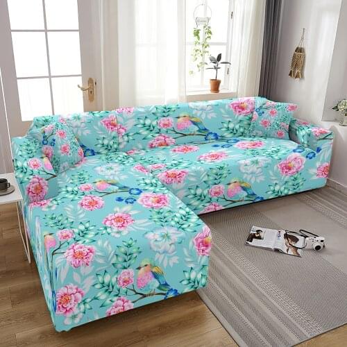 Tropical Sofa Covers for Living Room Elastic Spandex Corner Couch Cover Stretch Slipcovers L Shape Need Buy 2pcs Sofa Covers