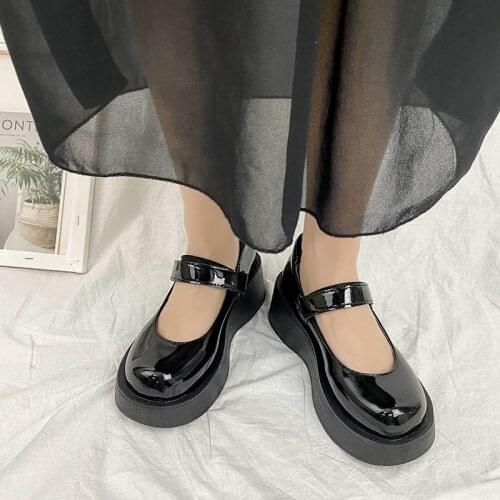Women Gothic Demon Mary Jane Anime Lolita Platform Shoes Square Heel Thick Bottom Buckle Shoes Retro Leather Pumps