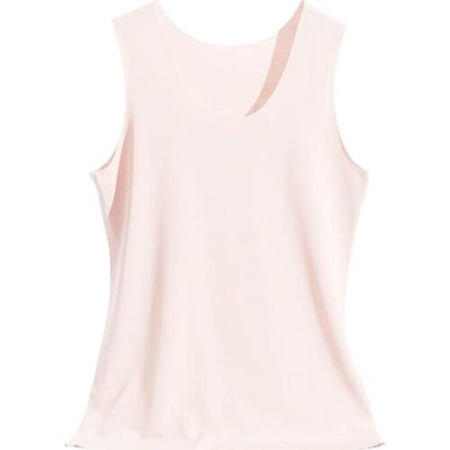 Women Seamless Tank Top Wide Shoulder Straps Ice Silk Slim Vest Basic Underwear 50JB