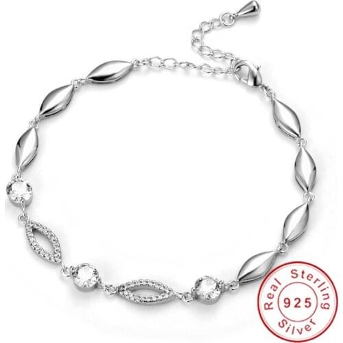 Authentic 925 Sterling Silver Jewelry Austrian Crystal Drop Heart Charm Bracelet For Women Fashion Bangle girl gift