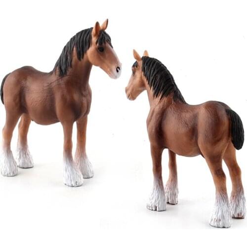 1PC 18cm Long Simulation Clydesdale Stallion Horse Animal Models Children Toys Action Figure Educational Collection Gifts Figure