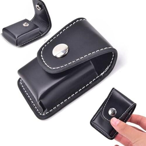 Small Box Case For Super Match 1Pc Gift Box Holder Bag Windproof Zip Cigarette Lighter Men High Leather Cover
