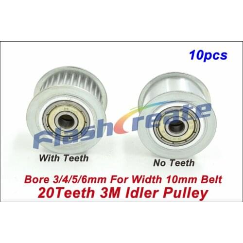 10pcs 20 Teeth 3M Idler Pulley Passive Pulley Bore 3/4/5/6mm For Width 10mm 3M Timing Belt 3M Tension Pulley With Bearing
