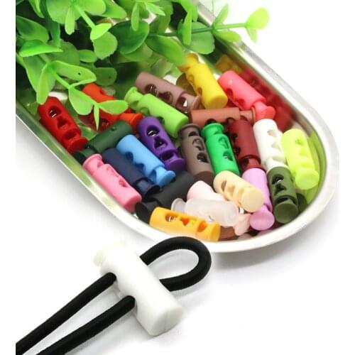 10pcs Colorful Elastic Rope Adjustment Buckle Apparel Accessories 2 Holes Plastic Cord Lock Spring Stop Drawstring Stopper