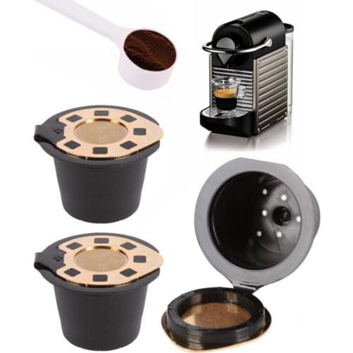 3Pcs Stainless Steel Refillable Reusable Coffee Filter Capsule Cup for Nespresso coffee capsule tamper are specially designed