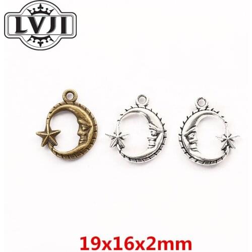 30pcs Vintage zinc alloy charms moon pendant fit Bracelet Necklace metal jewelry accessories Making 5981