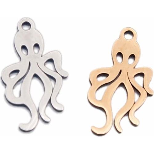5pcs/lot 100% Stainless Steel Gold Octopus Charms Pendant Wholesale Dropshipping DIY Jewelry Necklace Bracelet Making Findings