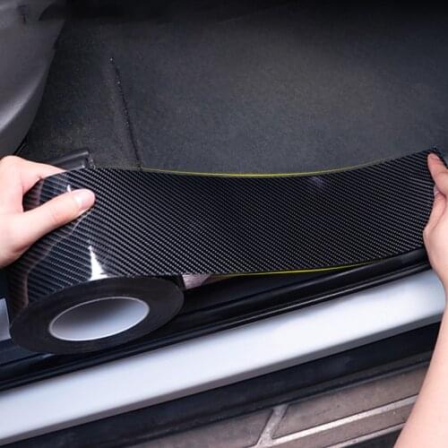 5D Carbon Fiber Car Door Sill Protector Bumper Stickers Car Wrap Film Gloss Automotive Wrap Film Self-Adhesive Anti-Collision
