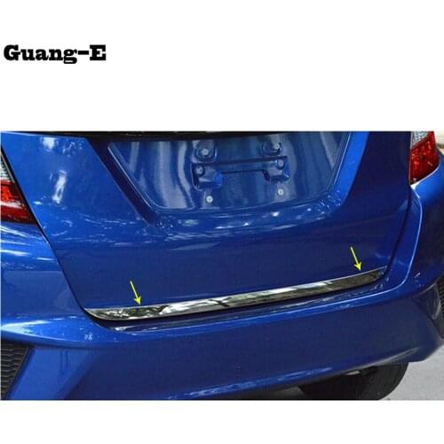 Car Stick Styling Body Stainless Steel Rear Door Tailgate Frame Plate Trim Lamp 1pcs Hood For Honda Fit Jazz 2014 2015 2016 2017