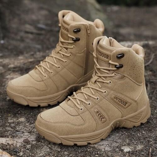 Men Tactical Boots Army Boots Mens Military Desert Waterproof Work Safety Shoes Climbing Hiking Shoes Ankle Men Outdoor Boots