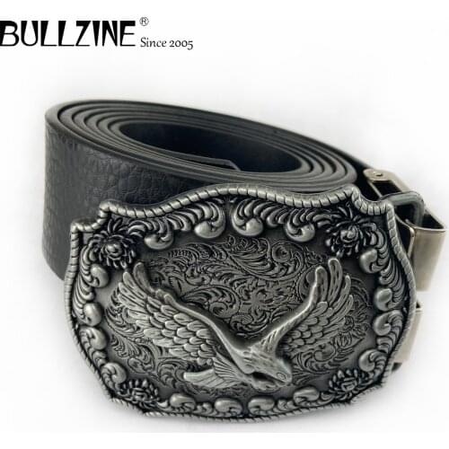Bullzine Zinc alloy retro western Flying eagle belt buckle cowboy jeans belt buckle FREE PU belt FP-03523-2 drop shipping