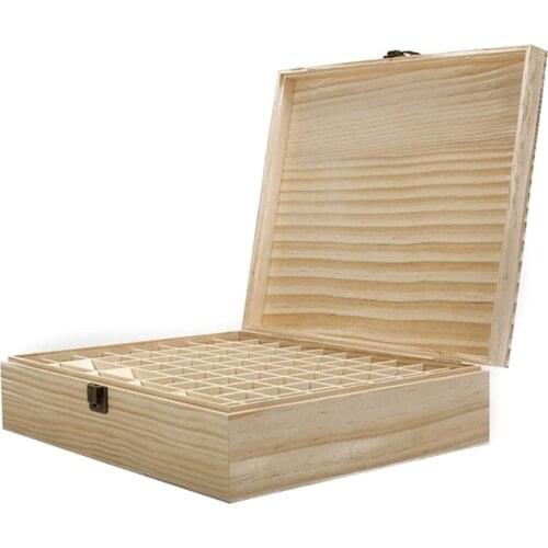 74 Grid Wooden Essential Oil Box Essential Oil Storage Box Solid Gift Box wholesales