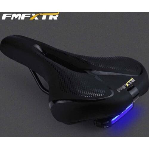 FMFsport Bicycle Saddle with Tail Light Widen MTB Road Bike Cushion Cycling Accessories Comfortable Seat Spare Parts