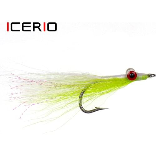 ICERIO 3PCS Stainless Steel Hook Clouser Minnow Streamers Artificial Flies Bass Saltwater Fishing Fly Lure Bait